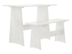 Mesa de comedor con banco de madera maciza de pino blanca