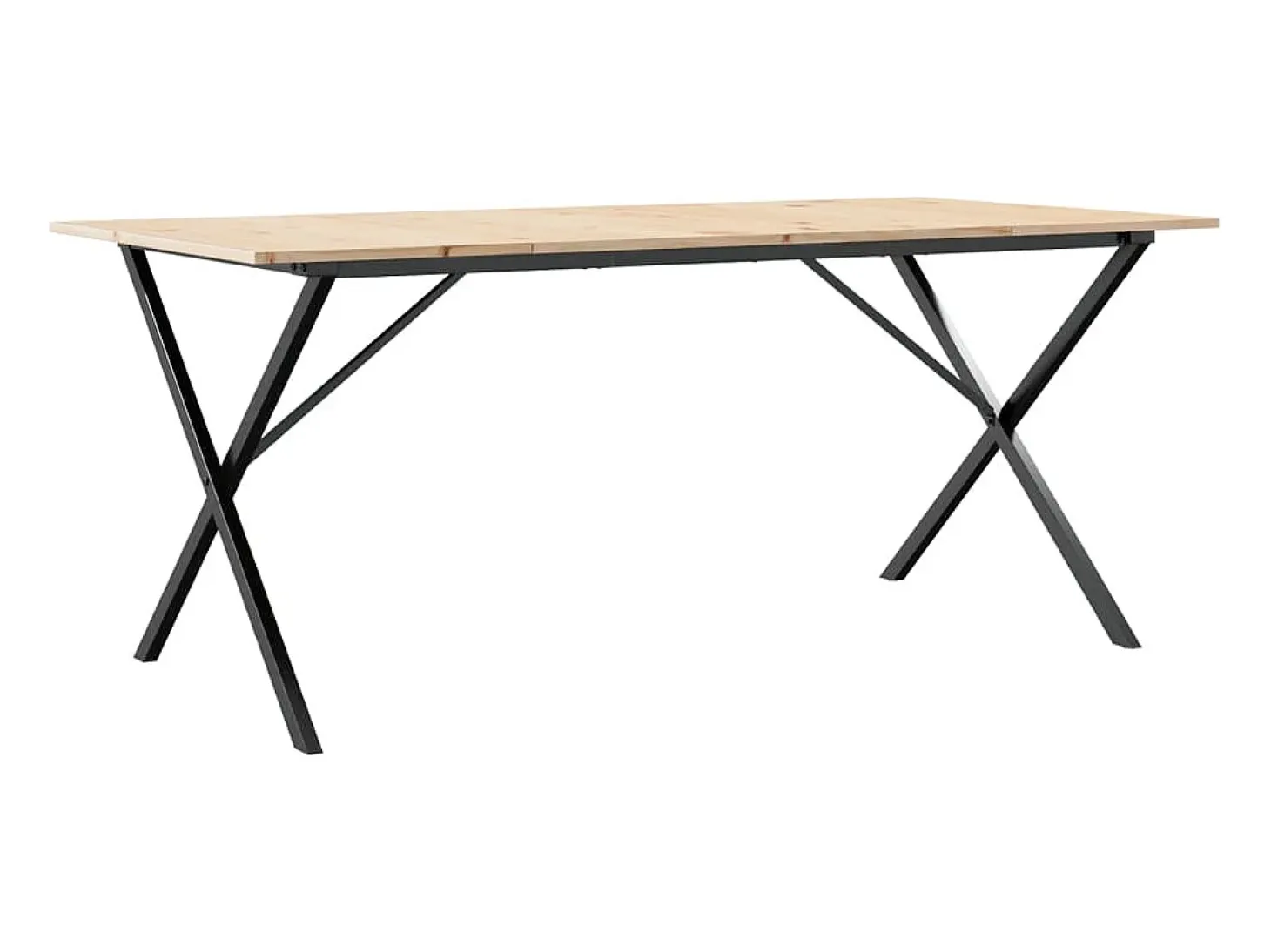 Mesa de comedor con estructura en X 180x90x75 cm madera maciza de pino acero