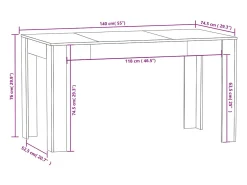 Mesa de comedor contrachapada color roble sonoma 140x74,5x76 cm