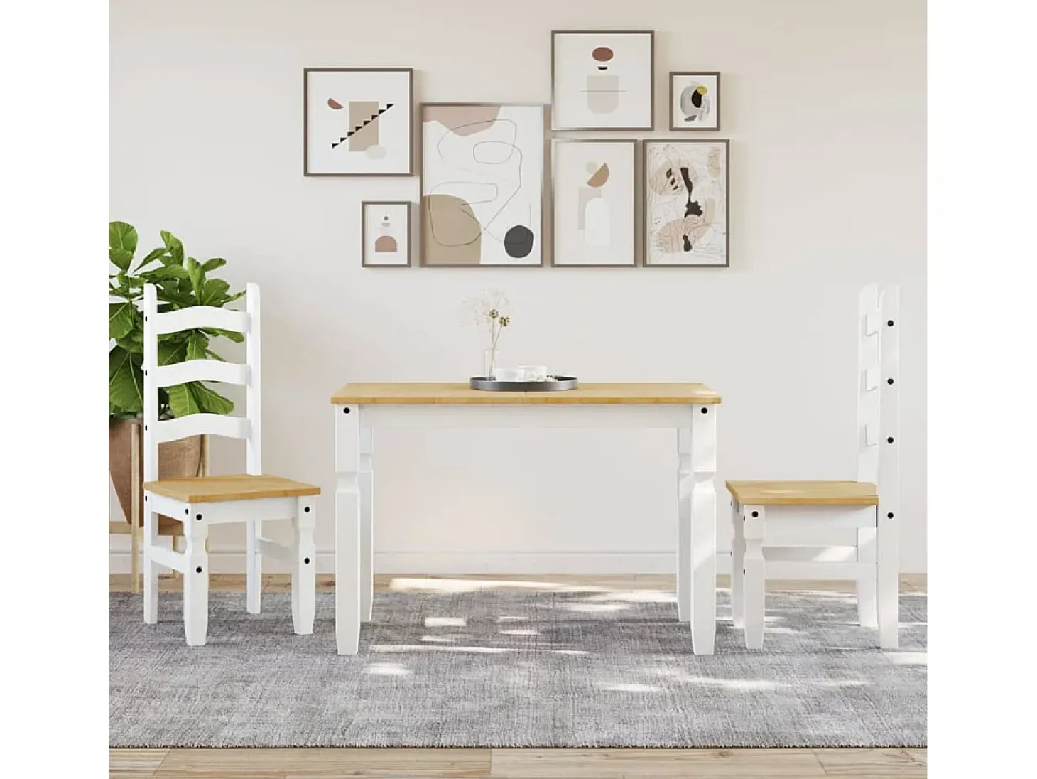 Mesa de comedor Corona madera maciza pino blanco 112x60x75 cm ES942348