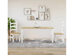 Mesa de comedor Corona madera maciza pino blanco 160x80x75 cm