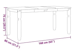 Mesa de comedor Corona madera maciza pino blanco 160x80x75 cm