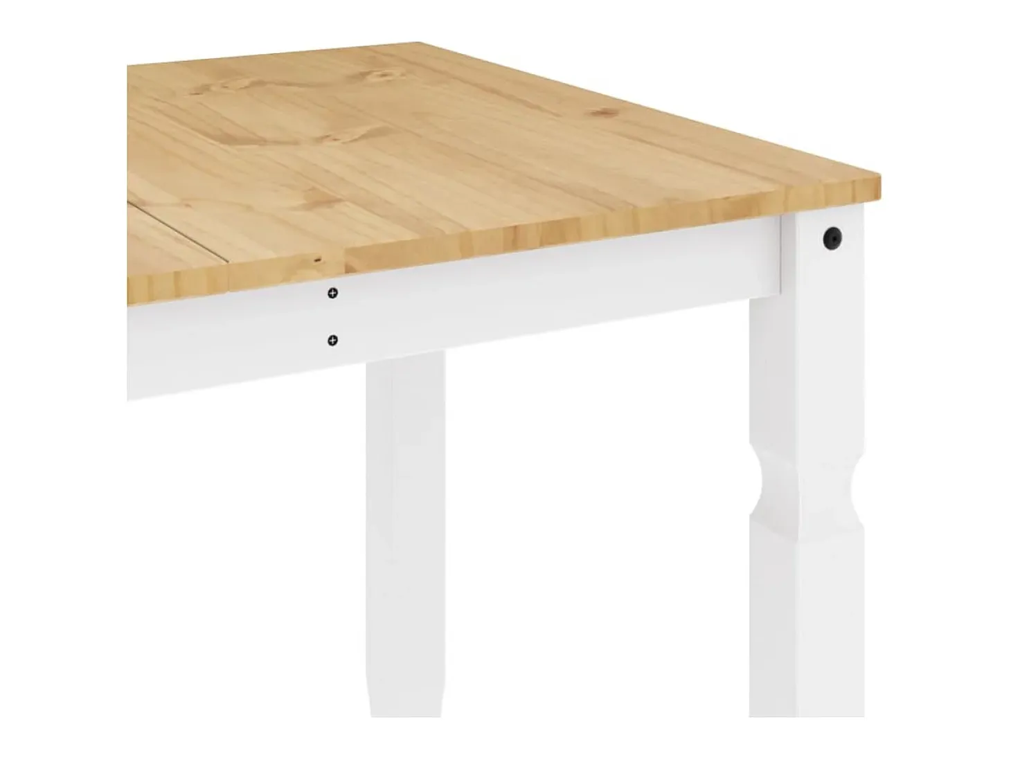 Mesa de comedor Corona madera maciza pino blanco 160x80x75 cm