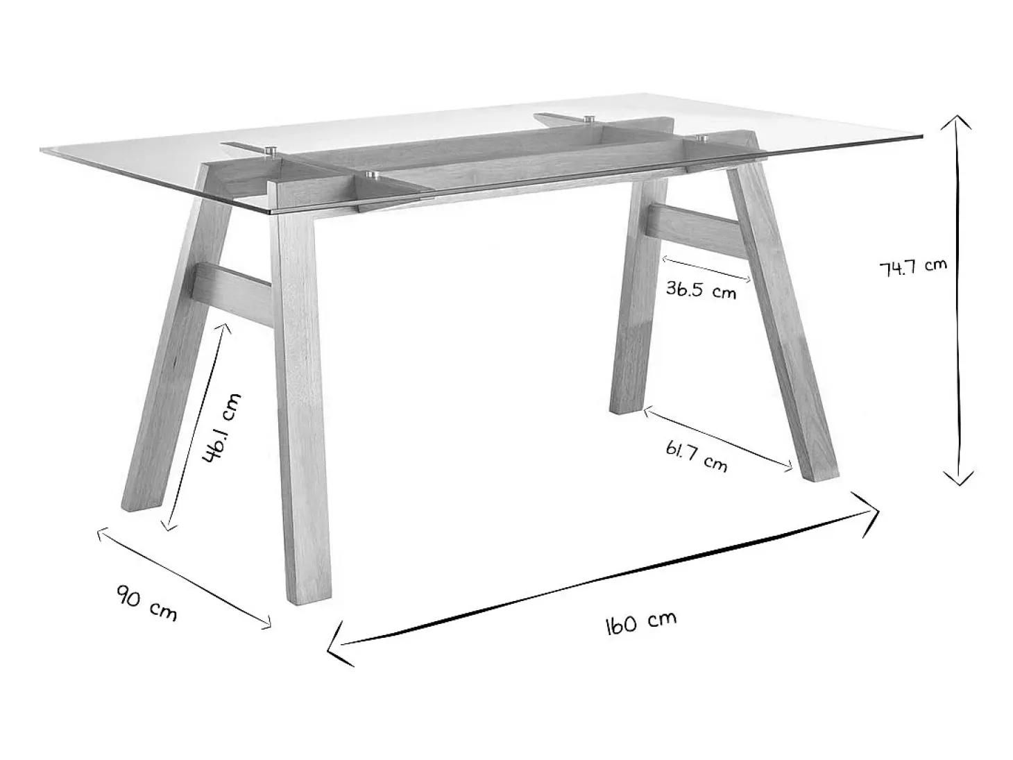 Mesa de comedor cristal transparente y madera L160 cm BACCO