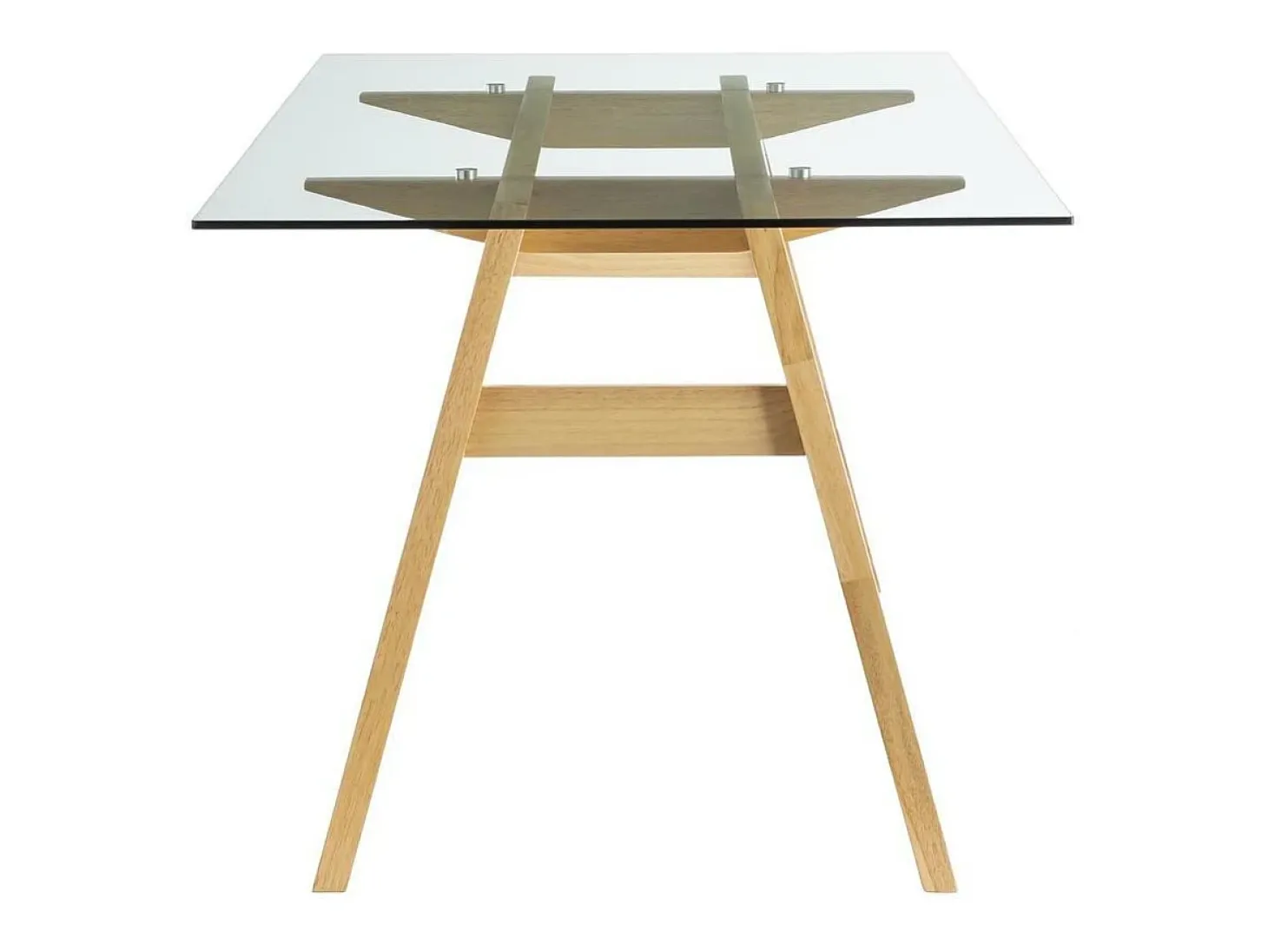 Mesa de comedor cristal transparente y madera L160 cm BACCO