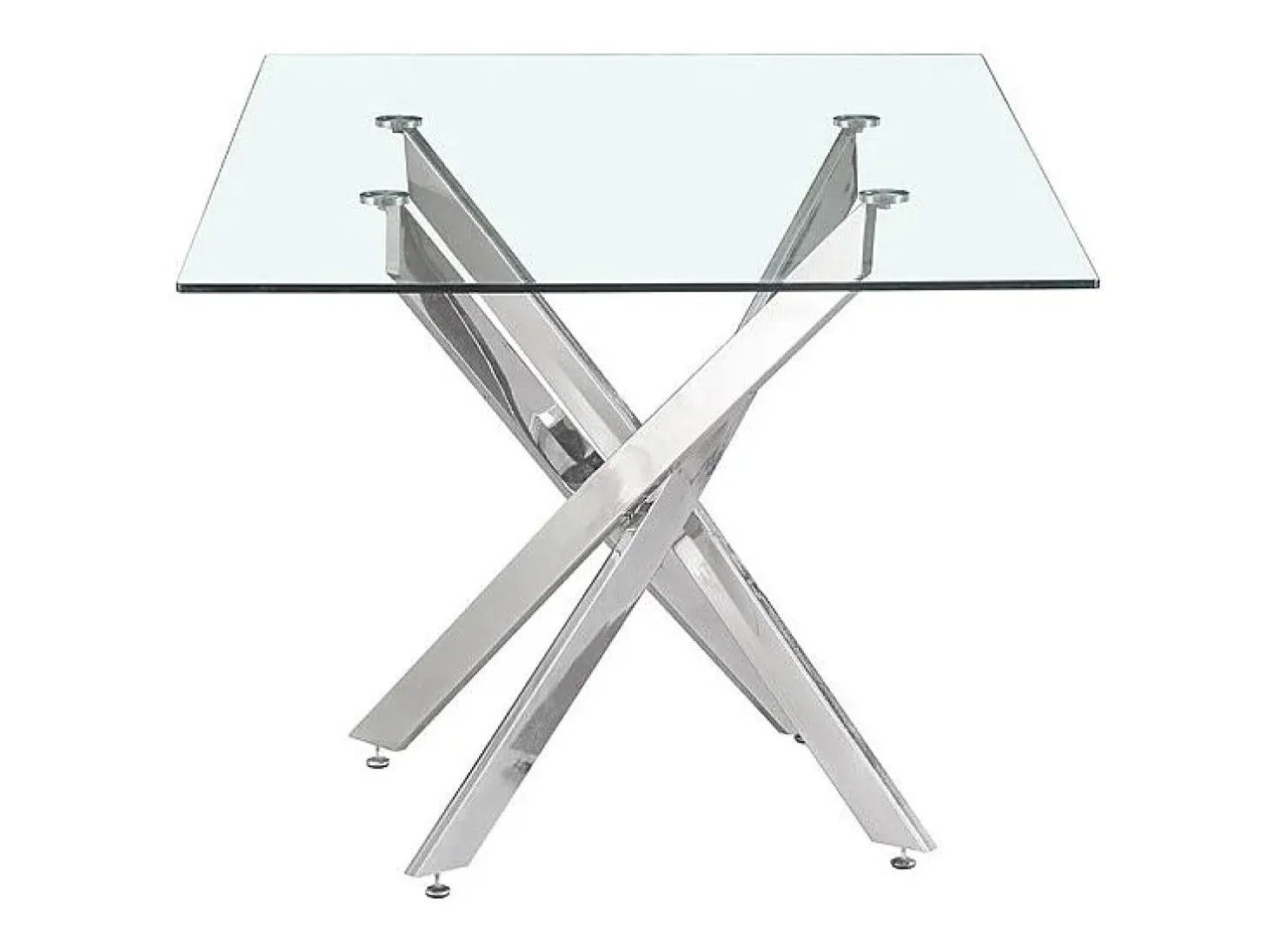 Mesa de comedor CRISTELIA – 160x90 cm – Tablero de cristal – Patas de metal cromado – Diseño elegante y luminoso