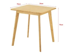 Mesa de comedor cuadrada para 2 personas 75 x 70 x 70 cm bambú 03_0008698
