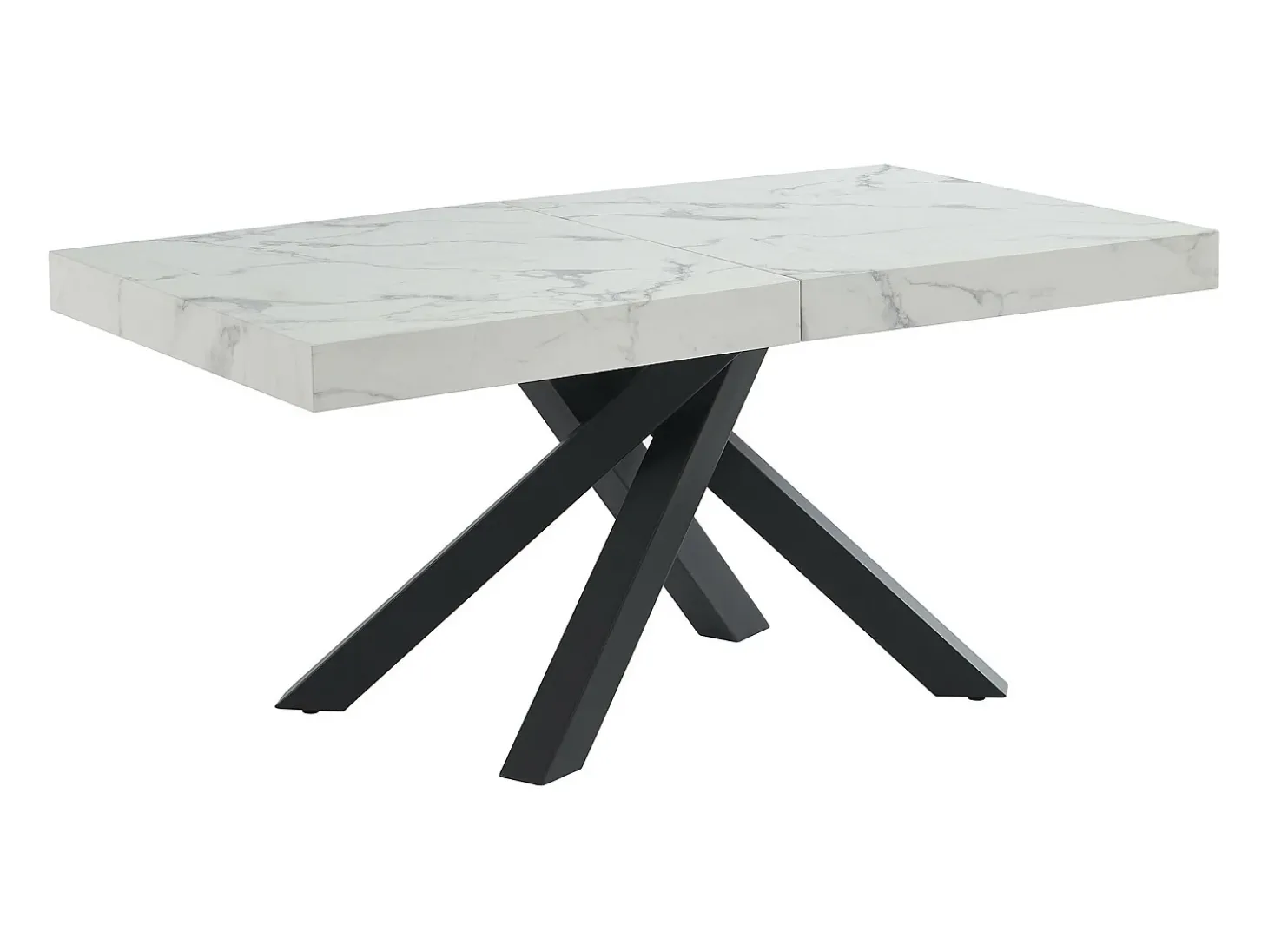 Mesa de comedor de 6 a 10 cubiertos de MDF y metal - Efecto mármol blanco y negro - CATONAV