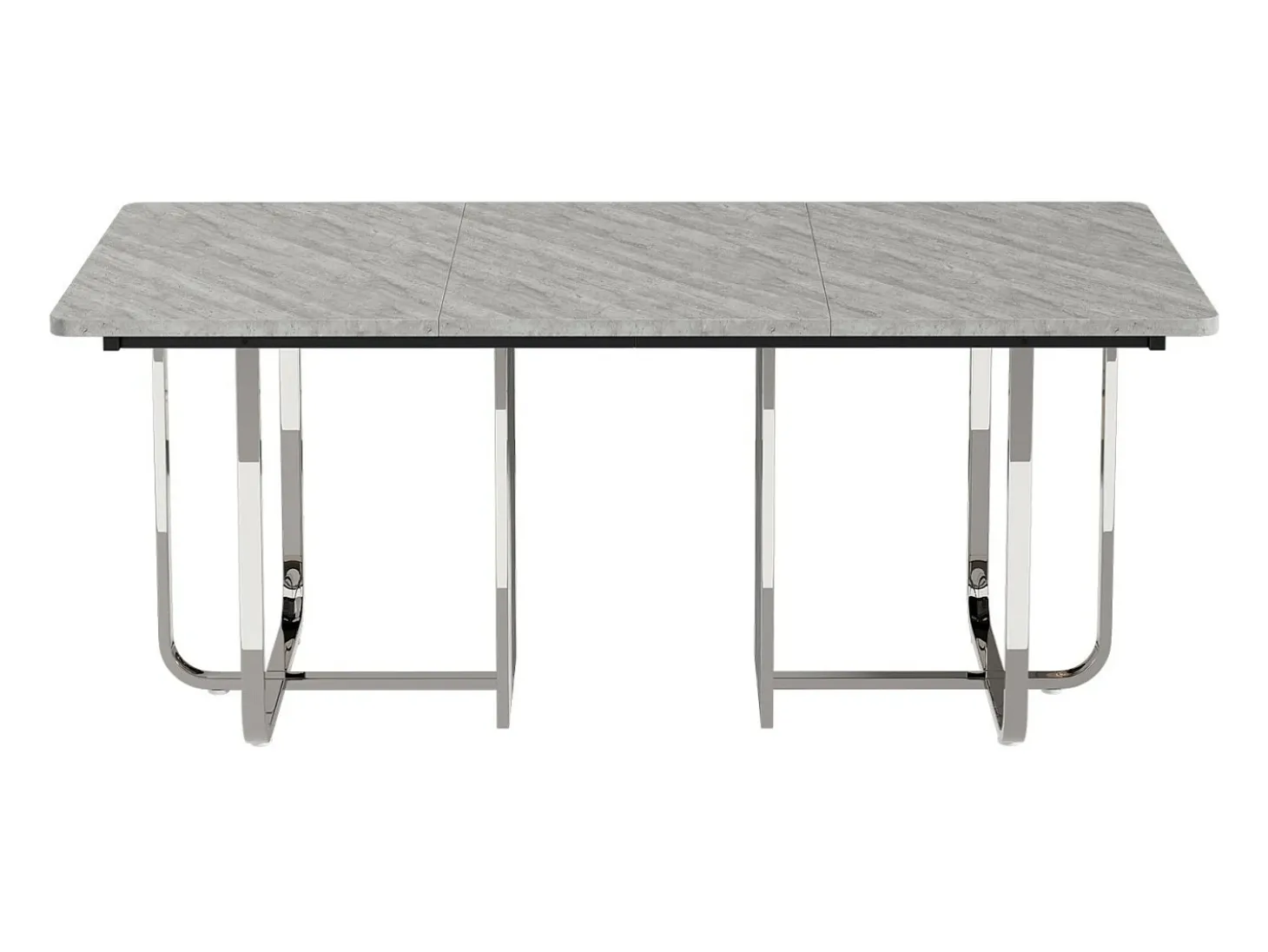 Mesa de comedor de 6 a 8 personas en MDF y metal - Gris y plata - Mesa de comedor rectangular - 180x80x75cm