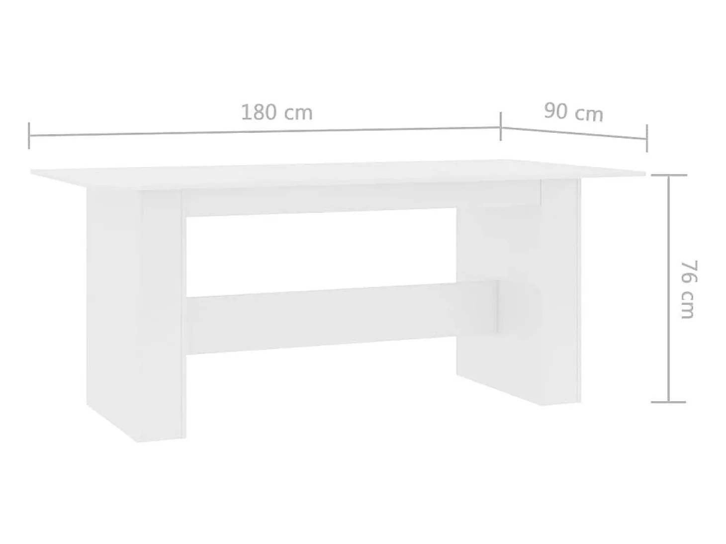 Mesa de comedor de aglomerado blanco 180x90x76 cm