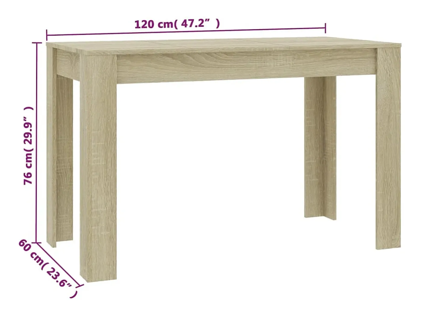 Mesa de comedor de aglomerado color roble Sonoma 120x60x76 cm