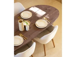 Mesa de comedor de forma orgánica de madera de abeto maciza Decowood en tono nogal de 210,9x75cm - MUR - DECOWOOD