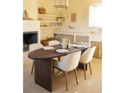 Mesa de comedor de forma orgánica de madera de abeto maciza Decowood en tono nogal de 210,9x75cm - MUR - DECOWOOD