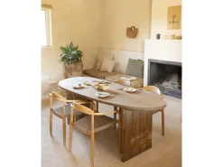 Mesa de comedor de forma orgánica de madera de abeto maciza Decowood en tono roble oscuro de 182,9x75cm - MUR - DECOWOOD