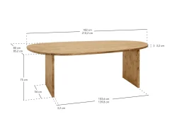 Mesa de comedor de forma orgánica de madera de abeto maciza Decowood en tono natural de 182,9x75cm - MUR - DECOWOOD