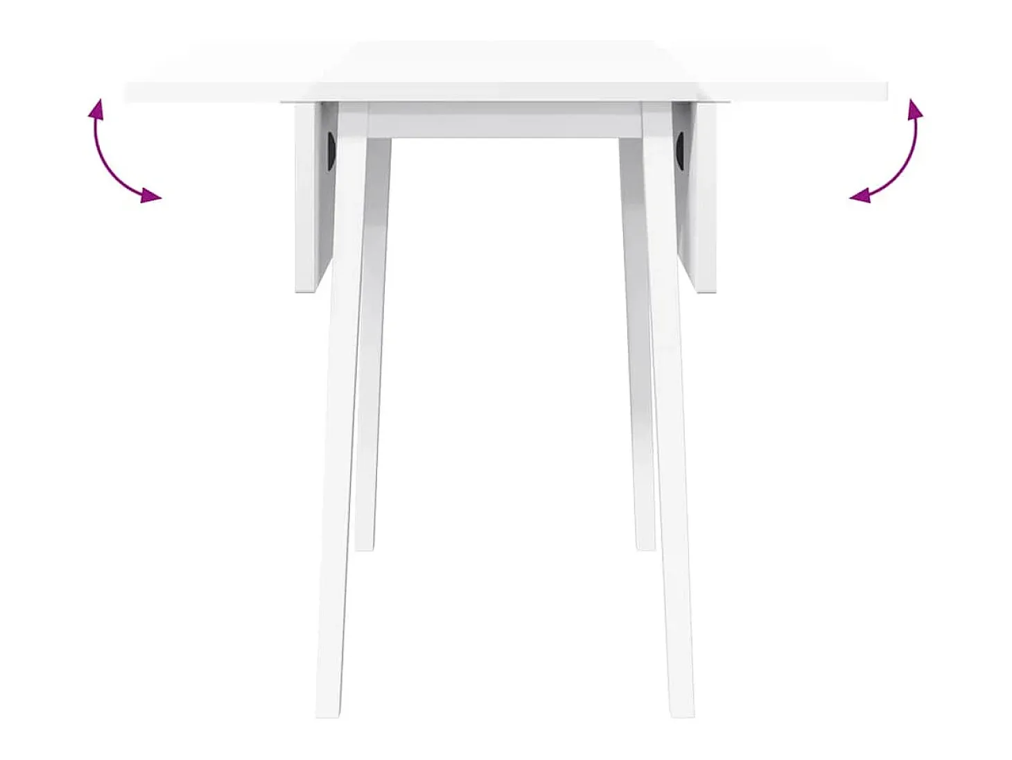 Mesa de comedor de madera maciza blanca y caucho