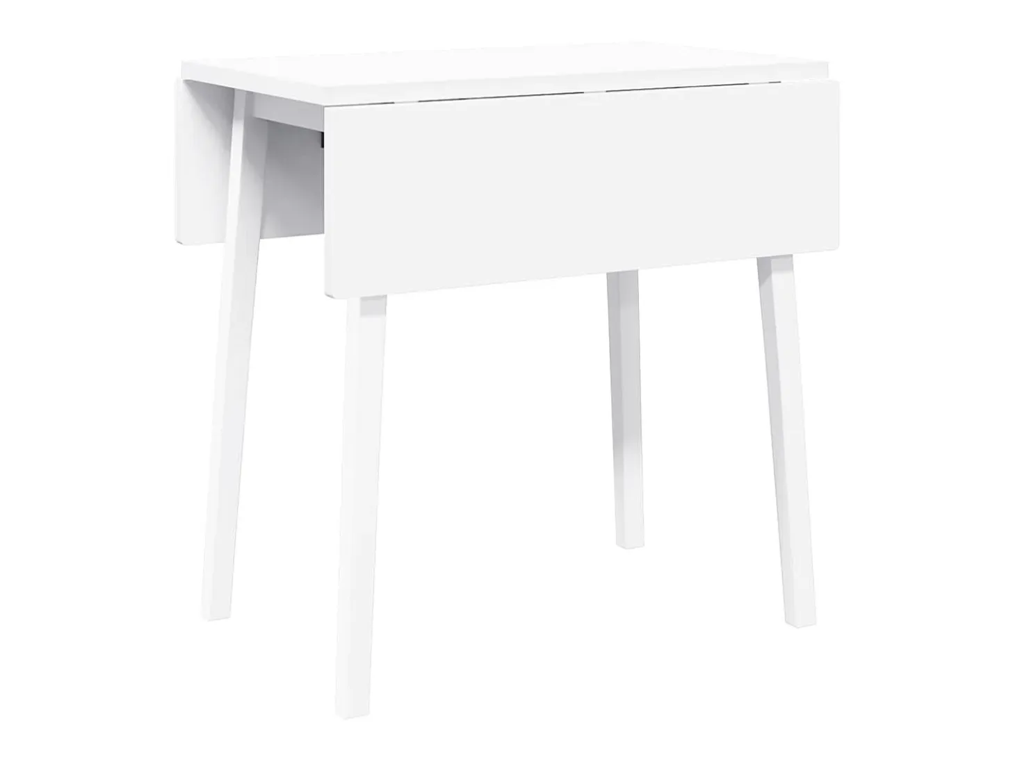 Mesa de comedor de madera maciza blanca y caucho