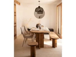 Mesa de comedor de madera maciza de abeto ovalada Decowood en tono roble oscuro de 200x85cm - TOKYO - DECOWOOD