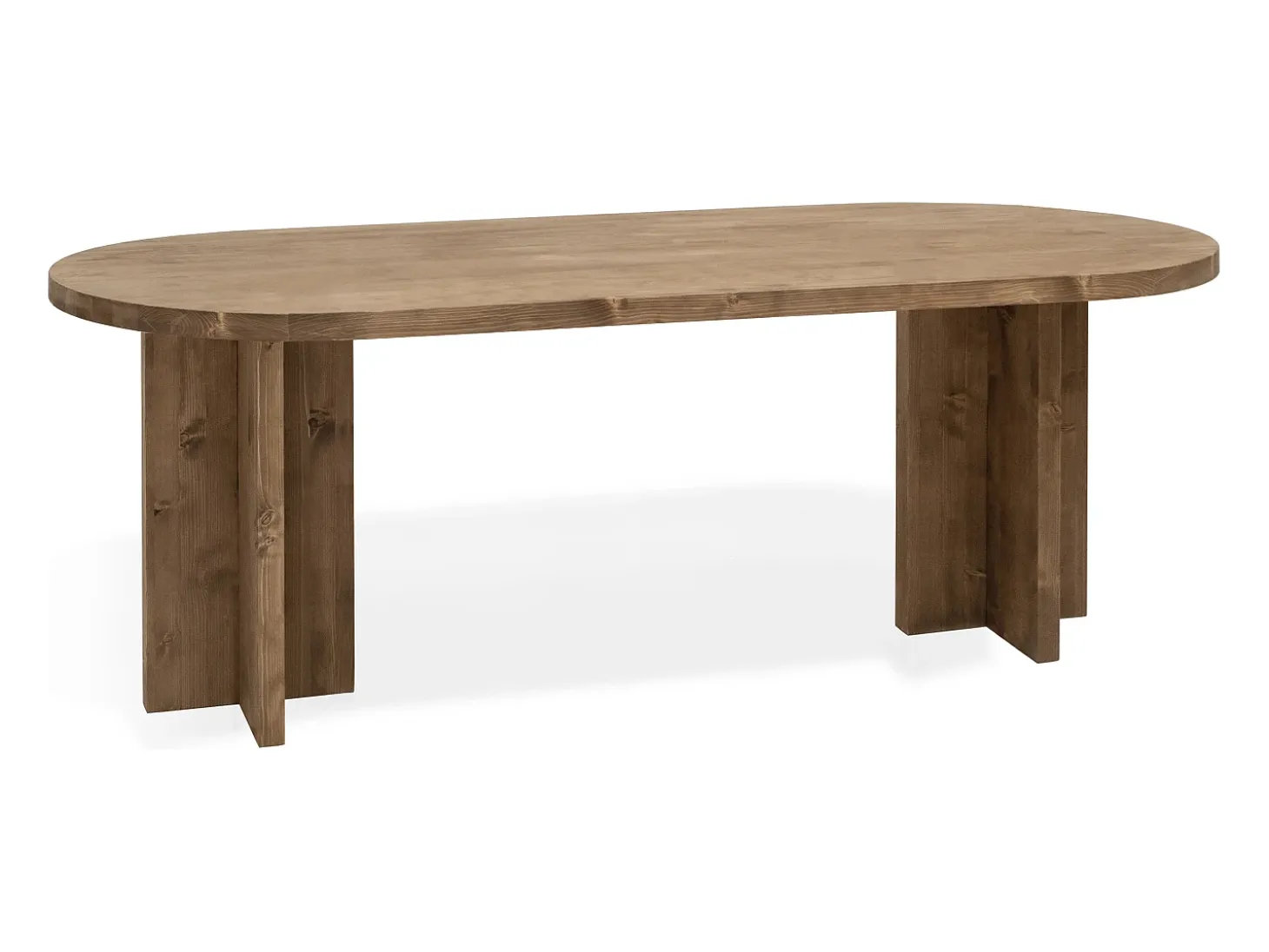 Mesa de comedor de madera maciza de abeto ovalada Decowood en tono roble oscuro de 200x85cm - TOKYO - DECOWOOD