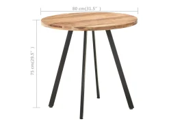 Mesa de comedor de madera maciza de acacia 80 cm