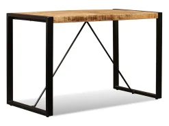 Mesa de comedor de madera maciza de mango rugosa 120 cm