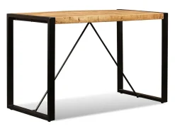 Mesa de comedor de madera maciza de mango rugosa 120 cm