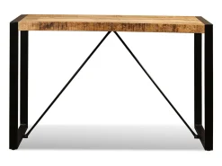 Mesa de comedor de madera maciza de mango rugosa 120 cm