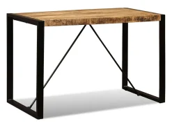 Mesa de comedor de madera maciza de mango rugosa 120 cm