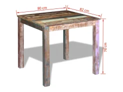 Mesa de comedor de madera maciza reciclada 80x82x76 cm