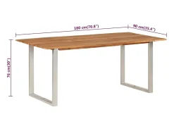 Mesa de comedor de madera maciza de acacia 180x90x76 cm
