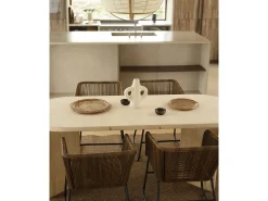 Mesa de comedor de madera maciza de abeto ovalada Decowood en tono natural de 160x75cm en tono natural - OSAKA - DECOWOOD