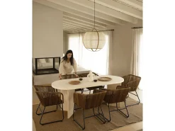 Mesa de comedor de madera maciza de abeto ovalada Decowood en tono natural de 200x75cm en tono natural - OSAKA - DECOWOOD