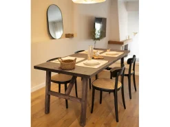 Mesa de comedor de madera maciza de abeto rectangular Decowood en tono nogal de 160x75cm - SIEP - DECOWOOD