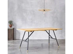 Mesa de comedor de madera de pino maciza y metal para 6 pers.