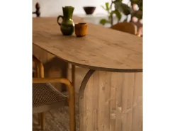 Mesa de comedor de madera de abeto ovalada Decowood en tono roble oscuro de 200x75,2cm - BLOOM - DECOWOOD