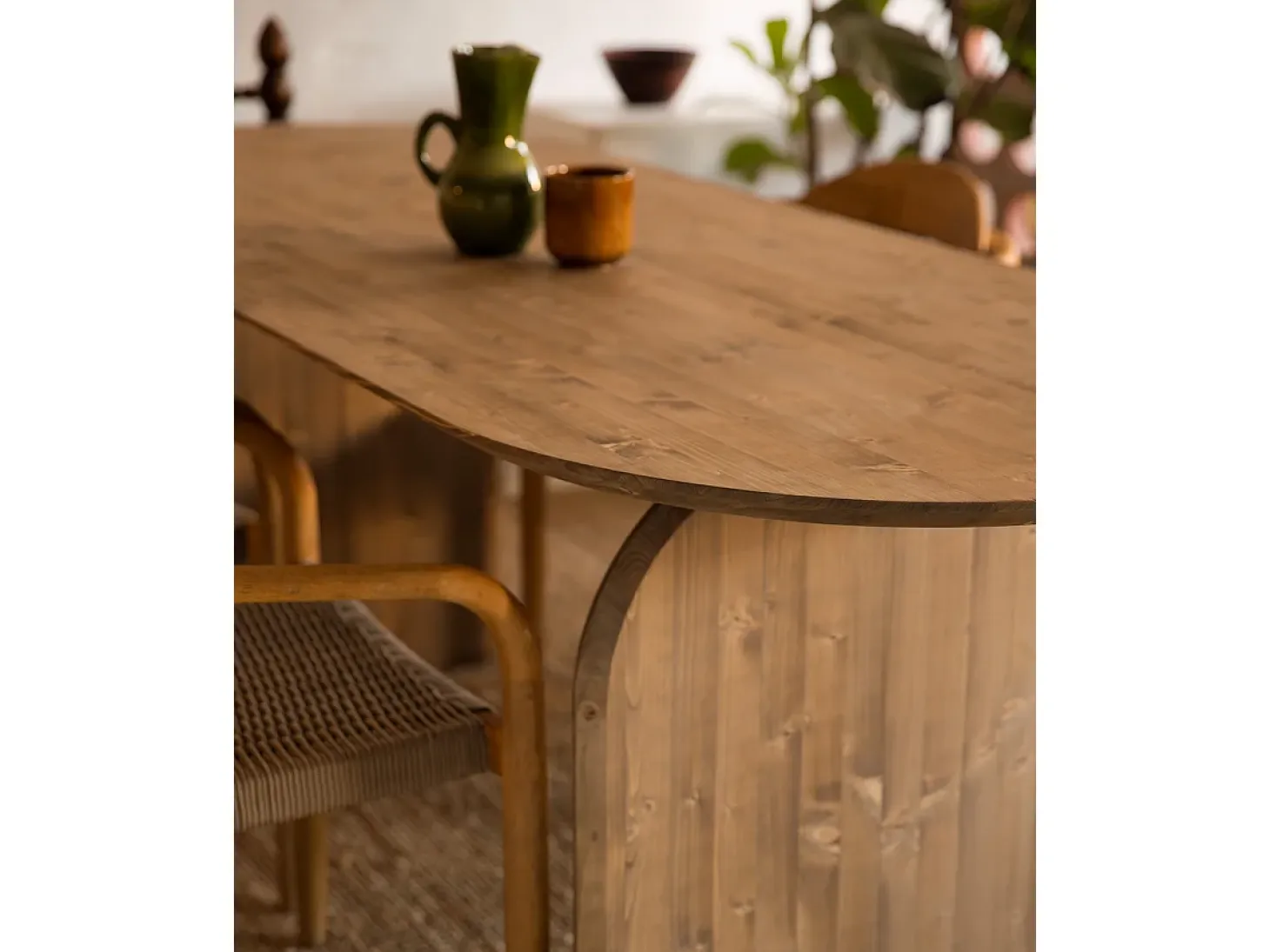 Mesa de comedor de madera de abeto ovalada Decowood en tono roble oscuro de 160x75,2cm - BLOOM - DECOWOOD