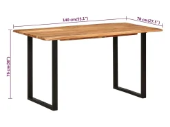 Mesa de comedor de madera maciza de acacia 140x70x76 cm