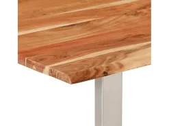 Mesa de comedor de madera maciza de acacia 154x80x76 cm