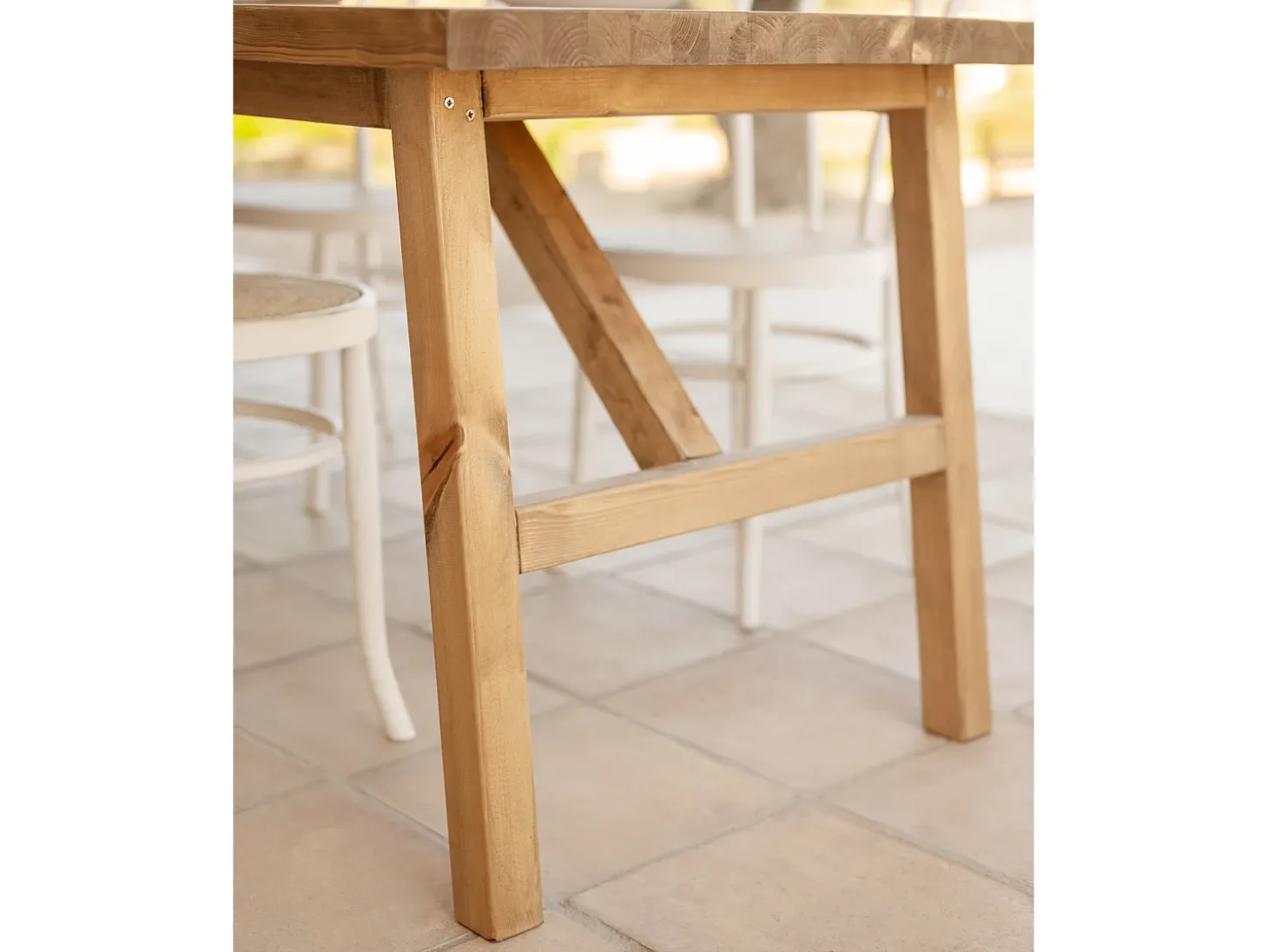 Mesa de comedor de madera maciza de abeto rectangular Decowood en tono roble oscuro de 120x75cm - SIEP - DECOWOOD