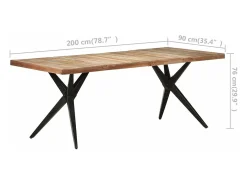 Mesa de comedor de madera maciza reciclada 200x90x76 cm