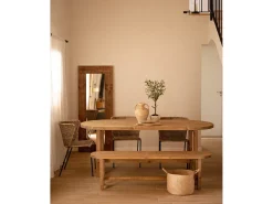 Mesa de comedor de madera maciza de abeto ovalada Decowood en tono roble oscuro de 160x78cm - OLIVIA - DECOWOOD