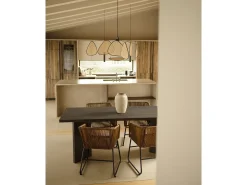 Mesa de comedor de madera maciza de abeto rectangular Decowood en tono negro de 200x75cm en tono negro - KYOTO - DECOWOOD