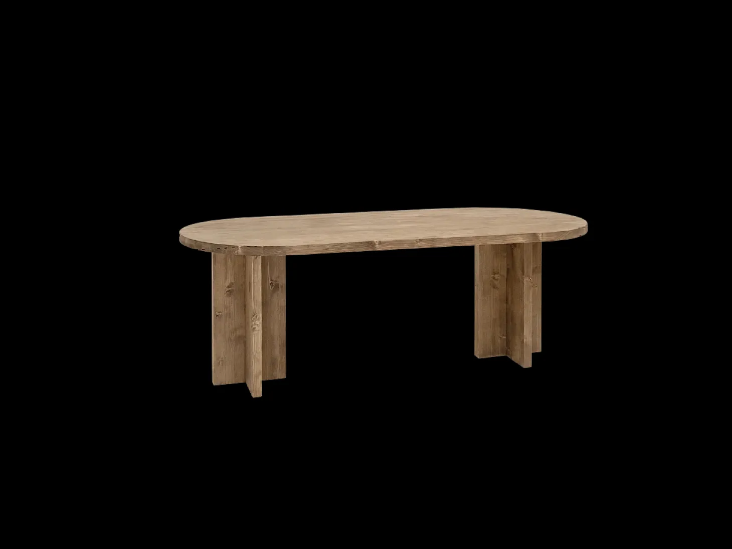 Mesa de comedor de madera maciza de abeto ovalada Decowood en tono nogal de 160x78cm - TOKYO - DECOWOOD