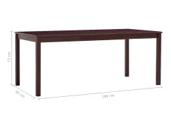 Mesa de comedor de madera de pino marrón oscuro 180x90x73 cm ES535401