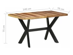 Mesa de comedor de madera acacia acabado miel 140x70x75 cm