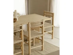 Mesa de comedor de madera maciza de abeto rectangular Decowood en tono roble medio de 200x75cm en tono roble medio - KYOTO - DECOWOOD