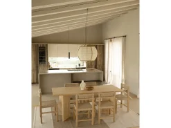 Mesa de comedor de madera maciza de abeto rectangular Decowood en tono roble medio de 200x75cm en tono roble medio - KYOTO - DECOWOOD
