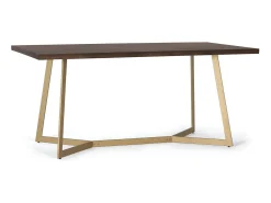 Mesa de comedor de madera de mango y patas doradas