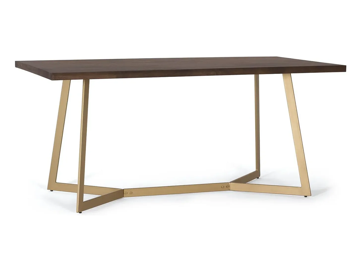 Mesa de comedor de madera de mango y patas doradas