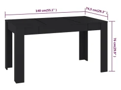 Mesa de comedor de madera contrachapada negro 140x74,5x76 cm ES440310
